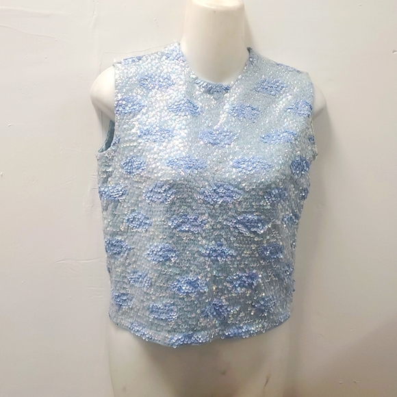 Copy VTG 60s Beaded Sequin  Wool Knit Party Eve Zipper Back SEXY Flapper Gatzby - Picture 1 of 11